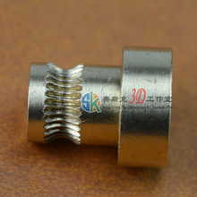Reprap Mendel 3d printer feeding wheel extruded brass filament drive wheel pressure feed rollers feed roller