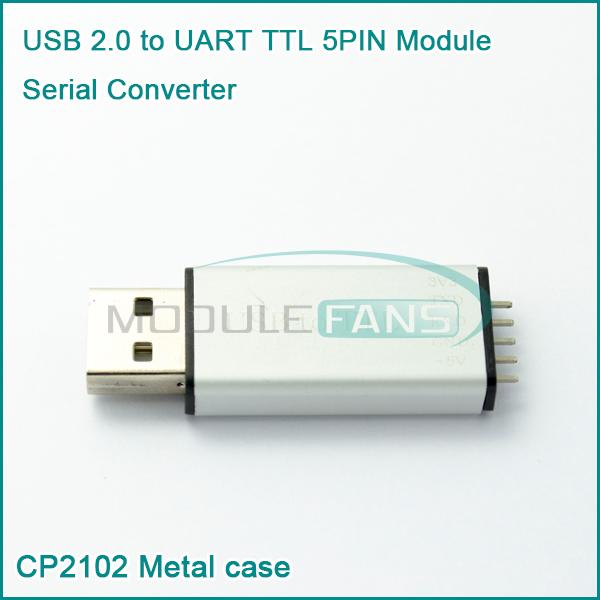 USB2.0 to TTL UART 5PIN Module Serial Converter CP2102 STC PRGMR with Metal case