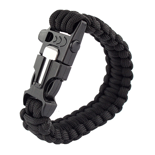 2015 Hot sale Survival Paracord Bracelet Outdoor Scraper Whistle Flint Fire Starter Gear Kits 4VVK