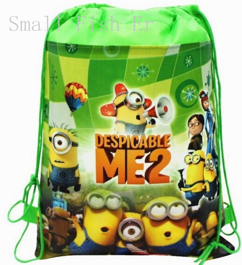Despicable Me backpack Miniom drawstring beam port Non-woven children school bags (6)