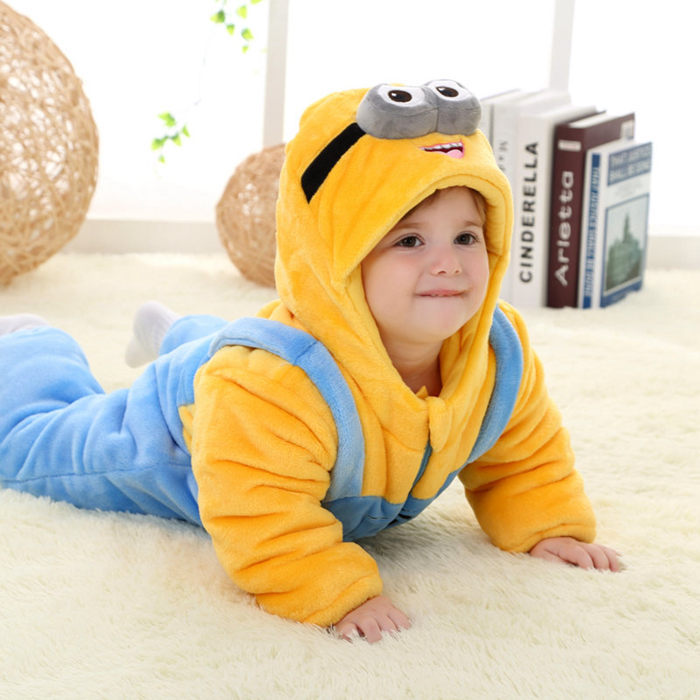 Minions Clothes Winter Baby Clothes Flannel Baby Boy Clothes Minions Girl Jumpsuit Baby Rompers Suite One piece Baby Clothing