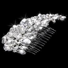 New Arrivals 2015 Luxurious Bridal Wedding Rose Flower Rhinestone Hair Comb Hair Accessory Free Shipping