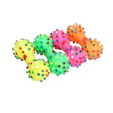 Colorful Dotted Dumbbell Shaped Squeeze Squeaky Faux Bone Pet Dog Toys MFBS