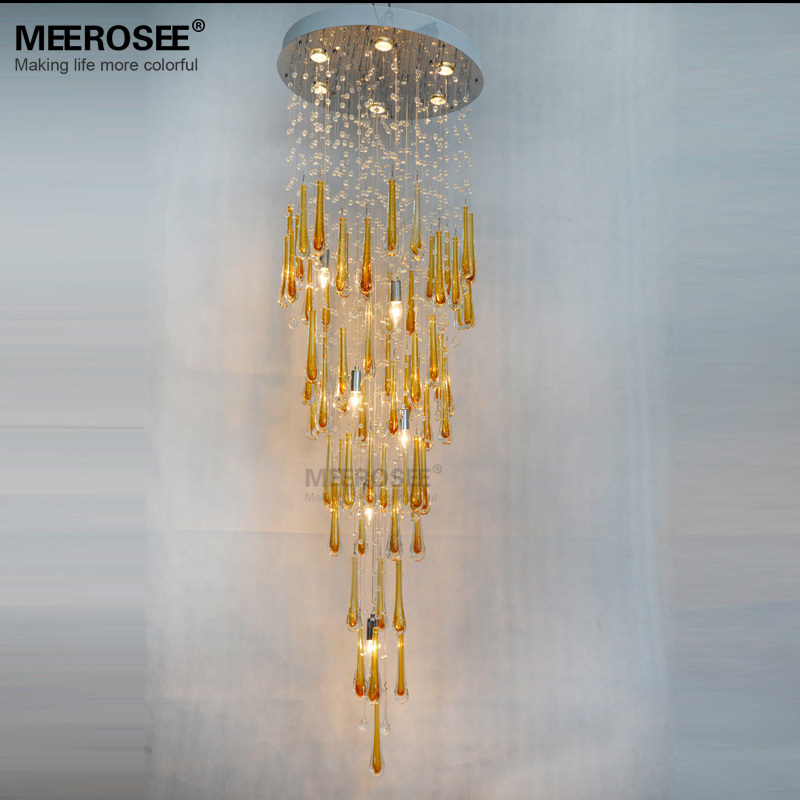 MD2214  Modern lighting fixture long crystal chandelier lamp stairs light (5)