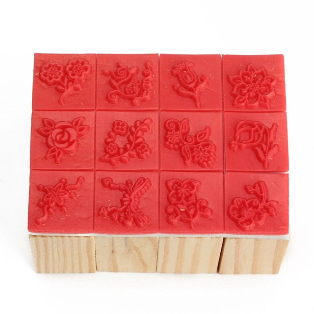 12 шт./компл. DIY деревянные резиновых штампов печать цветок DIY дневник скрапбукинг подарок декор