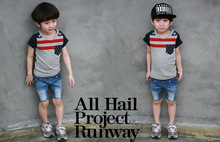 C1 2016 NEW Korean Boys O Neck Cotton T shirt Children Summer Sport Short Sleeved