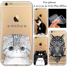 Чехол для iphone 4 4S 5 5c 5S 6 плюс 6 6 s плюс новое поступление мягкий тпу защитный чехол ясно Cat животные покрыть