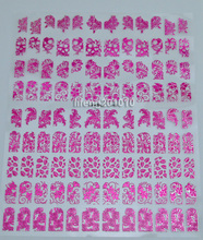 Wholesale 1 Sheet High Quality 3d HOT PINK Flower Nail Art Sticker Decals Decoration 108 PCS