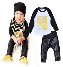 2016 baby set summer Bobo choses baby boys girls kids Sets cool baby Pattern of the letters t-shirt+pants 2pcs suit Clothing Set