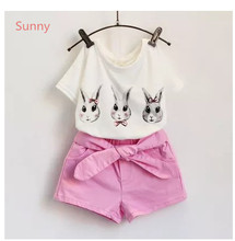 Clothing Set Promotion Set Coat Baby Special Offer Family Mickey Female Child 2015 Children’s Rabbit Short-sleeve Lacing Shorts