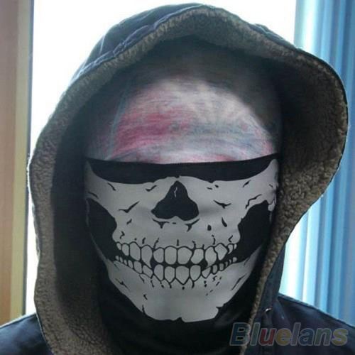 Skull Bandana Bike Motorcycle Helmet Neck Face Mask Paintball Ski Sport Headband 01R5 48IO
