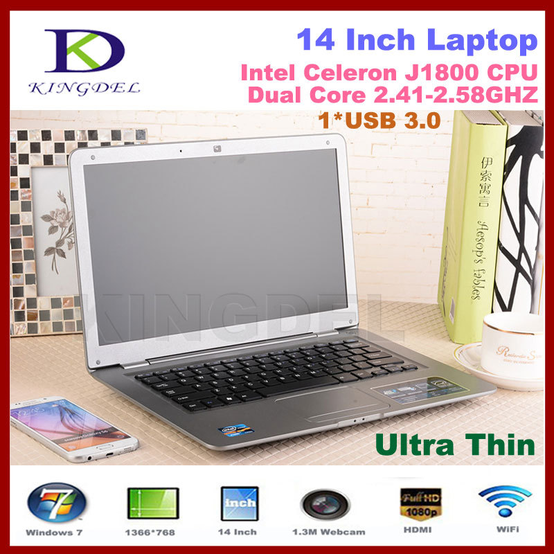Hot 14 mini laptop Intel Celeron J1800 Dual Core 2 41 2 58GHz with Webcam HDMI