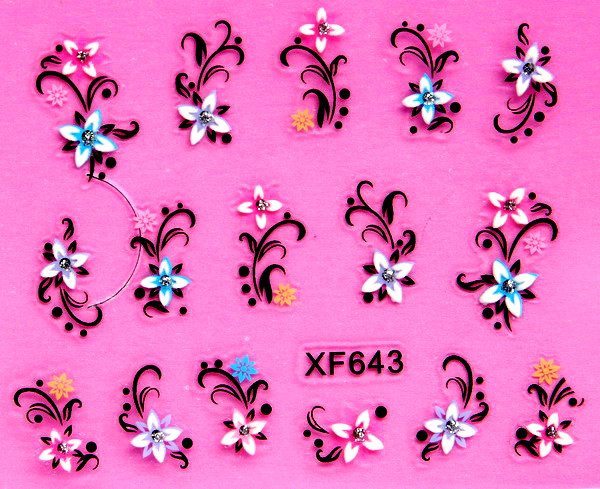 sweet 3D flower design Water Transfer Nails Art Sticker decals lady women manicure tools Nail Wraps