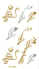 HC-5023 New Arrival Waterproof Tattoo Glitter Body Art Paint Gold Temporary Tattoo Stickers Feather Design Metallic Flash Tattoo