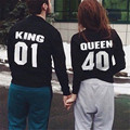 Fashion Men Sweatshirts KING 01 Letter Print Long Sleeve T Shirt Pullover Streetwear Hip Hop Casual