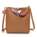 2016 New Fashion Leather Shoulder Bag Clutch Bag 2 Pcs Set Women Designer Colorful Strap Composite
