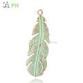 Antique Bronze Green Feather Alloy Big Pendants Charms Fit DIY Necklace Earrings Jewelry Making Accessories Finding