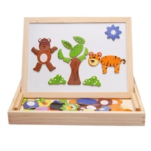 Fantastic Learning & Education Wooden Animal Magnetic Puzzle Multifunction Writing Drawing Toys Board for Kids Baby Children