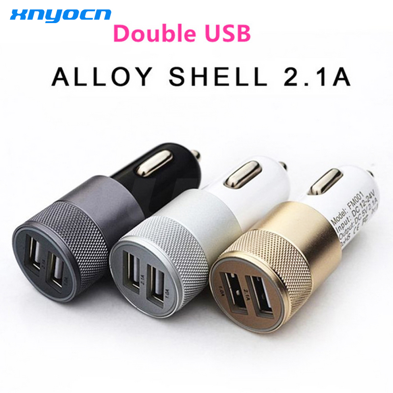 12V 2 1A 1A Aluminum 2 USB Ports Universal Dual USB Car Charger For iPhone 5