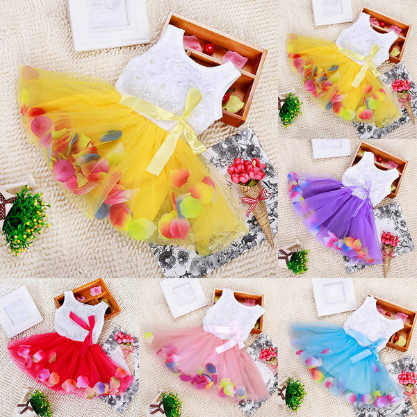 Toddler Baby Kid Girls Princess Party Tutu Lace Bow Flower Dresses Clothes 2015 Freeshipping