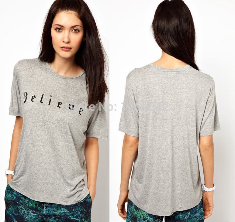Plus-Size-XS-XL-Women-Grey-Shirt-Tops-Summer-Fashion-Blusas-T-shirt-Ladies-Loose-Printed