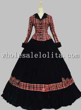 Pink Civil War Ball Gown Dress Tartan Velvet Reenactment Clothing Theatre Wear