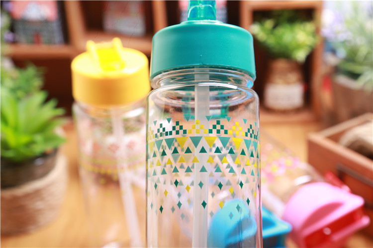 2015 plastic water bottle with straw man woman lover sport space cup drinkware 600ml my bottle