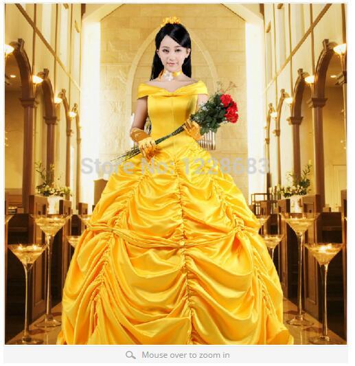 Free Shipping New Arrival Halloween Cosplay Fantasia Women Costume The Beauty And The Beast Adult Princess Belle Costume