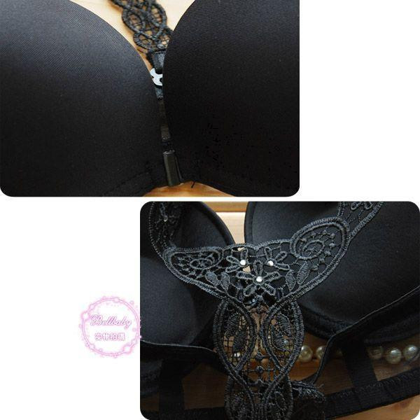 smooth embroidered front closure sexy bra set back Y straps push up deep V underwear women bra set()