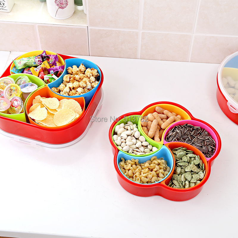 Dried fruit plate with lid plastic festive snacks sealed candy dish