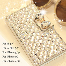 Luxury Lady Phone Bag Bling Artificial Diamond PU Leather Flip Case For iPhone 6 4.7 & Plus 5.5 Cover  & For Apple Other Models