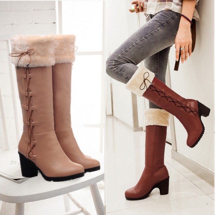 Round Toe sexy Square Heel Over The Knee Boots Winter Women Platform Boots Long Knight Boots botines mujer 2015