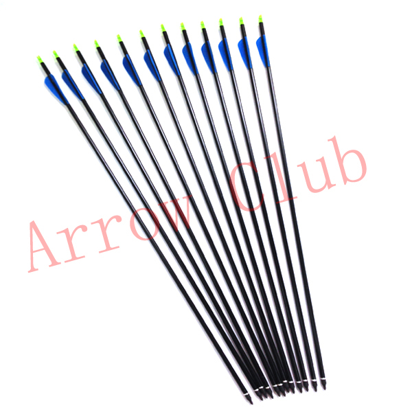 24pcs hunting 7 6mm OD and 30inch length aluminum compound bow arrow matches 24pcs 125GR gold