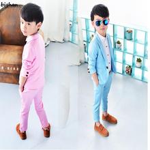 Boys Prom Suits Blazers jacket for Children Costume Garcon Mariage Blue Suits For Kids Wedding England Style Baby Clothing 2016