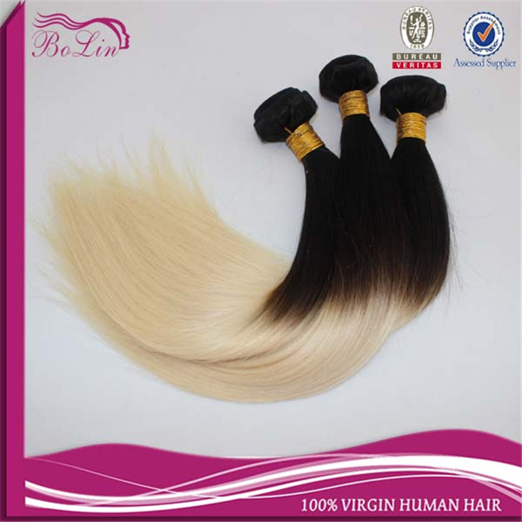 Brazilian Virgin Hair Ombre Human Hair Weave Two Tone 1B Blonde 3 bundles Brazilian Straight Hair 1b 613 Blonde Virgin Hair