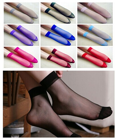 lady s girl s Transparent Thin Crystal Socks women socks 12 basic colors nude coffee grey