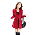 2016 New Winter Wool Coat Women Double breasted Slim Long Wool Outerwear Pure Color Stand Collar