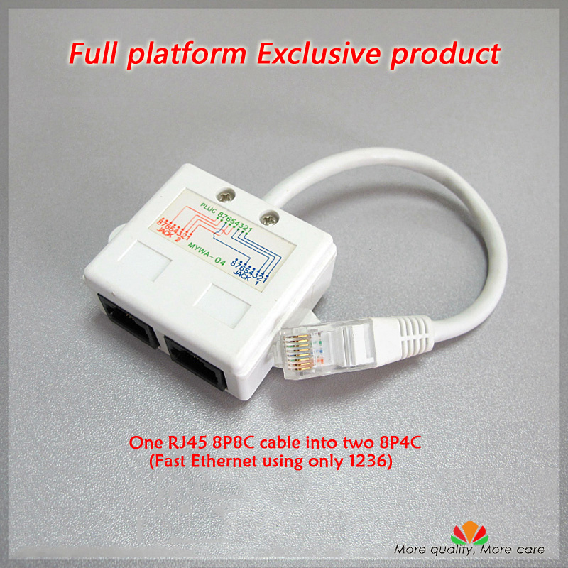 Exclusive Ethernet Extension cable Network splitter RJ45 connector 1 plug to 2 jack junction box share