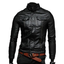 2015 Fashion Men’s Biker Leather men Jacket Men’s motorcycle slim PU leather jacket mens fashion coat casual outerwear M-XXL