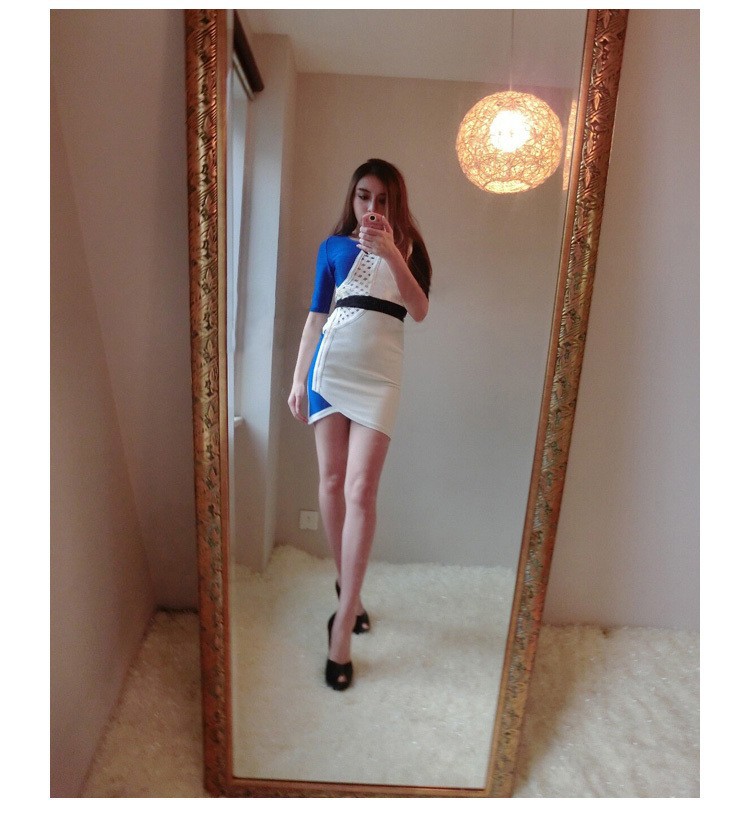 YiLove-Hollow-Out-2014-New-Fashion-Blue-And-White-Short-Sleeve-Bodycon-HL-Bandage-Dress-Celebrity (2)