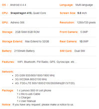 Original Lenovo S60 S60W FDD LTE WCDMA smartphone 5 0 1280x720 Snapdragon 410 Quad Core 13
