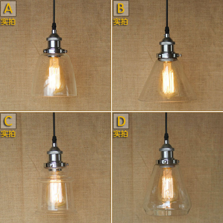 Industrial Vintage Creative Personality Glass Pendant Light Hotel Restaurant Cafe Loft Style Decoration Light Free Shipping