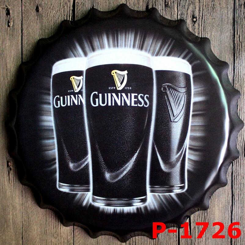 42CM Metal Painting Wall Decor Beer Bottle Cap Tin Signs Free Shipping