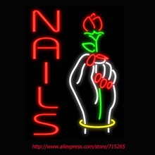 Nails Hand Rose Neon Signs Board Neon Bulbs Light Real GlassTube Handcrafted Beer Bar Pub Led Signs Food Store Display 31×24
