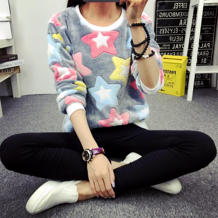 New 2015 Women Hoody Spring Autumn Long Sleeve Casual Sweatshirts Women Cute Print Hoodies Moleton Feminine