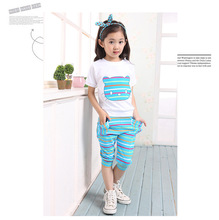 Fashion Summer baby girl clothing sets girls sportswear tracksuit sets Cat Loose Cotton casual kids clothes set for girls 3-13Y