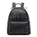 Edgy Rivets Ornament Women High Quality Genuine Leather Backpack Black Casual Travel Bag Fashion New Sheepskin