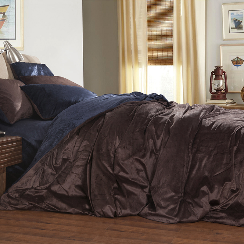 Flannel Fleece Winter Thick Duvet cover sets Coffee Full Queen King size 4pcs Warm Bedding set bedclothes Bedsheet/Bed linen