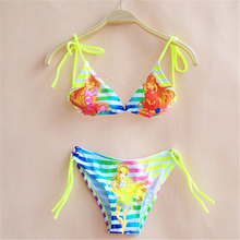 Two Pieces/Set Girls Swimwear Bikini Bra Tops+Brief Children Beachwear Clothing Kids Bath Suits