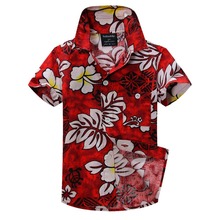 cotton linen blended floral shirt hawaiian shirt aloha shirt for boy T1530